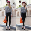 Stylish Elastic Waist Slimming Zipper Design Bodycon Spliced Women's Pants