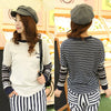 Trendy Style Round Collar Print Spliced Long Sleeve Women's T-Shirt