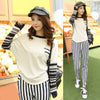 Trendy Style Round Collar Print Spliced Long Sleeve Women's T-Shirt