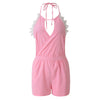 Sexy Halter Sleeveless Backless Laciness Women's Romper