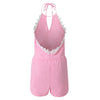 Sexy Halter Sleeveless Backless Laciness Women's Romper