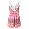 Stylish Spaghetti Straps Printed Laciness Women's Romper