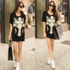 Stylish Scoop Neck Short Sleeve Spliced Cross Pattern Women's T-Shirt