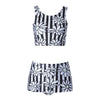 Stylish Round Neck Floral Print Two Piece Women's Swimsuit