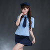 Sexy Shirt Collar Short Sleeve Blouse +Solid Color Wrapped Skirt Women's Cosplay Costume