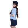 Sexy Shirt Collar Short Sleeve Blouse +Solid Color Wrapped Skirt Women's Cosplay Costume