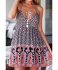 Ethnic Halter Printed Open Back Dress For Women