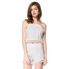 Stylish Halter Sleeveless Crop Top + Fringe Embellished Shorts Women's Twinset