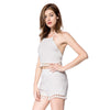 Stylish Halter Sleeveless Crop Top + Fringe Embellished Shorts Women's Twinset