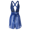 Sexy Plunging Neck Sleeveless Striped Backless Lace-Up Women's Romper