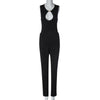 Sexy Round Neck Sleeveless Hollow Out Women's Jumpsuit