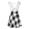 Sweet V-Neck Checked Lace-Up Selvedge Design Women's Dress
