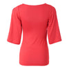 Stylish Plunging Neck Off-The-Shoulder Solid Color T-Shirt For Women