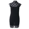 Sexy Sleeveless Turtle Neck Solid Color See-Through Lace Women's Dress