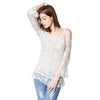 Sexy Spaghetti Strap Lace Crochet Flower Long Sleeve Women's Dress
