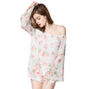 Stylish Off-The-Shoulder Long Sleeve Floral Print Chiffon Women's Blouse