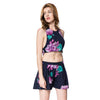 Sexy Round Neck Backless Floral Print Suit For Women
