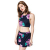 Sexy Round Neck Backless Floral Print Suit For Women