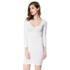 Sexy Plunging Neck Solid Color Long Sleeve Women's Dress
