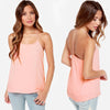 Concise Spaghetti Strap Solid Color Backless Tank Top For Women