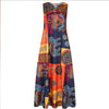 Ladies Vintage Sleeveless Dress African National Style Print Long Skirt Pockets