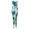Sexy Strapless Sleeveless Leaf Print Pocket Design Women's Jumpsuit
