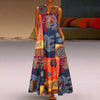 Ladies Vintage Sleeveless Dress African National Style Print Long Skirt Pockets