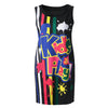 Punk Scoop Collar Letter Print Colorful Loose- Fitting Women's Sundress