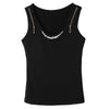 Stylish Scoop Collar Rhinestone Zippered Women's Tank Top