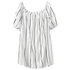 Stylish Slash Collar Puff Sleeve Striped Straight Women's Dress