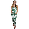 Sexy Strapless Sleeveless Leaf Print Pocket Design Women's Jumpsuit