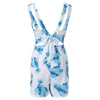 Plunging Neckline Sleeveless Leaf Romper