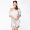 Stylish Slash Collar Puff Sleeve Striped Straight Women's Dress