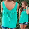 Sweet Scoop Neck Candy Color Bowknot Sleeveless Blouse For Women