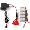 2 to 5 JST Plug Cable + 5 x 3.7V 750mAh LiPo + Charger for MJX X400 / X800 Quadcopter U.S Standard