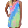 Stylish Round Collar Sleeveless Printed Colorful Women's Dress