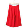 Simple Design High Waist Zippered Pure Color Women's Flare Leg Capri Pants