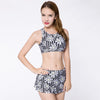 Stylish Round Neck Floral Print Two Piece Women's Swimsuit