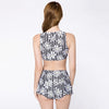 Stylish Round Neck Floral Print Two Piece Women's Swimsuit