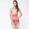 Stylish Spaghetti Straps Printed Laciness Women's Romper