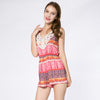 Stylish Spaghetti Straps Printed Laciness Women's Romper