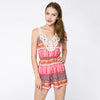 Stylish Spaghetti Straps Printed Laciness Women's Romper