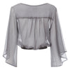Sexy Pluning Neck Flare Sleeve Pure Color Chiffon Women's Blouse