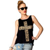 Stylish Strapless Tube Top + Scoop Collar Cross Print Tank Top Women's Twinset