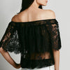 Stylish Slash Neck Lace Embroidered Short Sleeve Blouse For Women