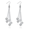 Five-Line Sand Bead Earrings with Silver Ball Shape Simple Earrings