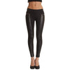 Vintage Elastic Waist Faux Leather Splicing Zippered Pencil Pants For Women