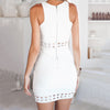 Stylish Round Collar Lace Splicing Sleeveless Bodycon Dress For Women