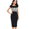 Short Sleeve Lace Panel Bodycon Dress