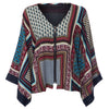 Retro Style Zippered Batwing Sleeve Tribal Print Women's Kimono Blouse